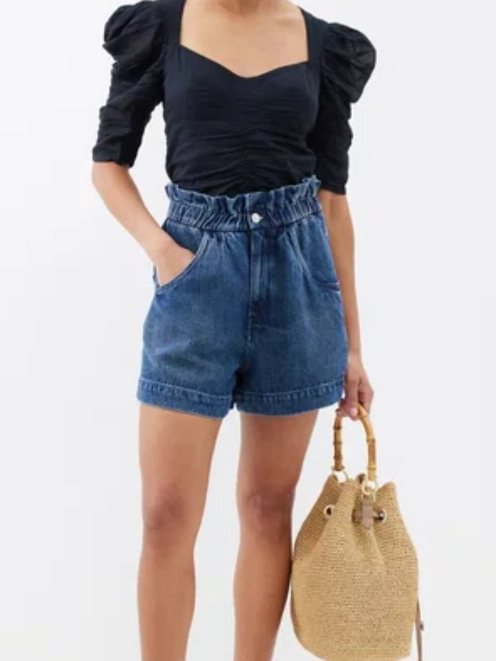 ISABEL MARANT ETOILE Titea paperbag waist denim shorts